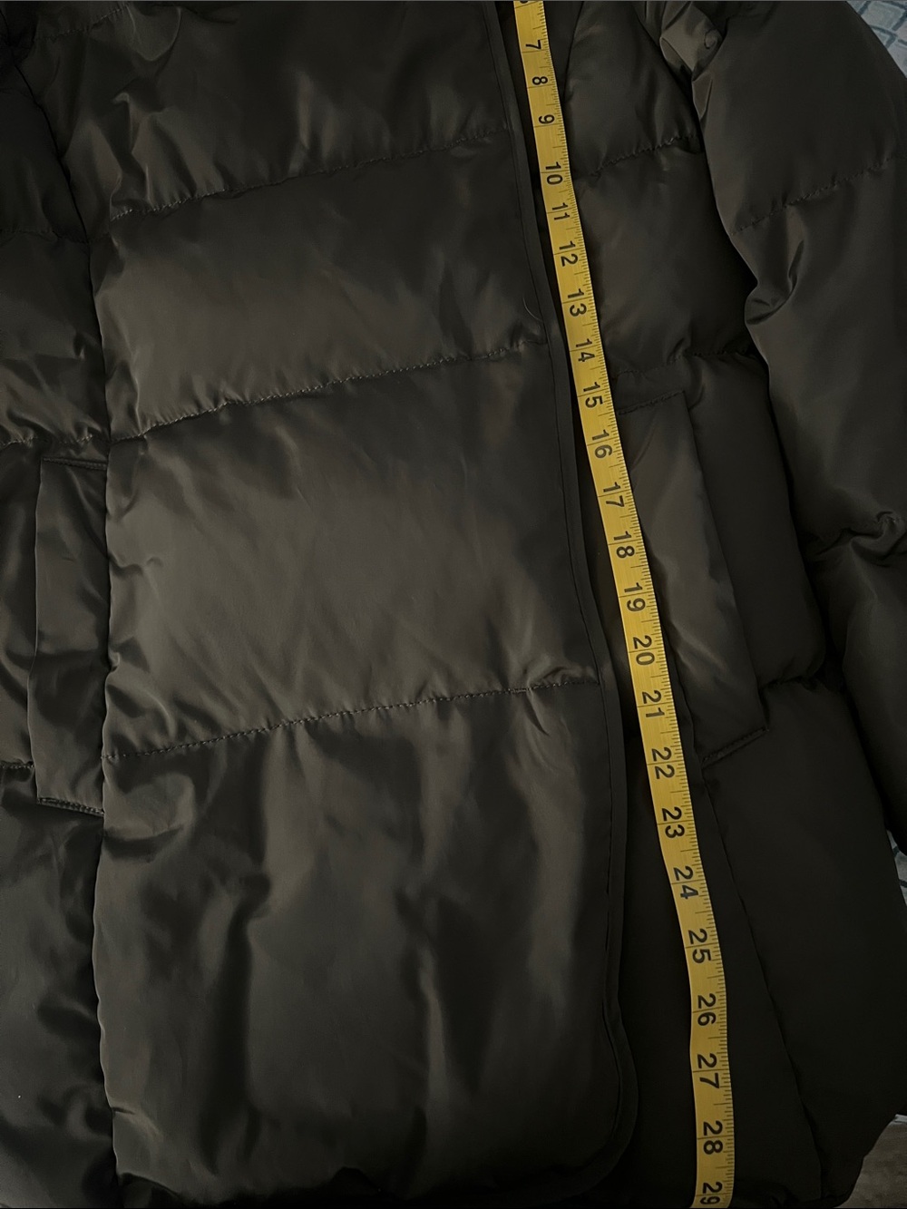 Women's Brown Asymmetrical Puffer Coat with Wide Collar - Picture 6 of 6